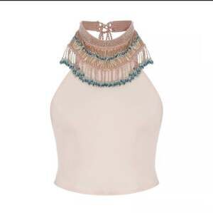 My Beachy Side x Emily In Paris Beaded Halter Top Size M